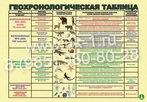 Таблица Геохронологическая таблица 1000х1400 винил