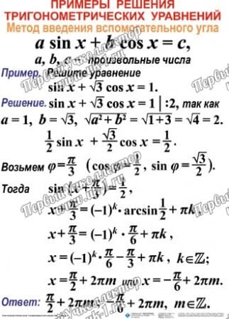 Таблицы Тригонометрические уравнения и неравенства (12 таблиц)