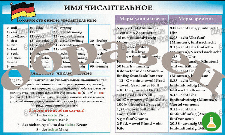 Таблица немецкий язык имя числительное винил 1000 1400